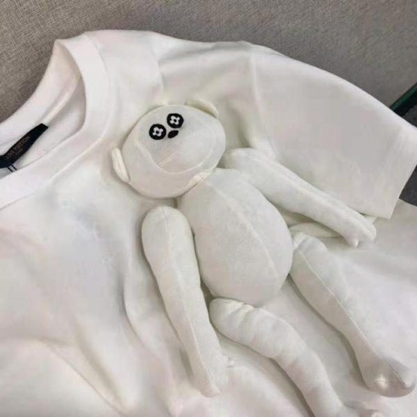 Louis Vuitton Men 3D Monkey T-Shirt Cotton White Monogram Jersey (6)
