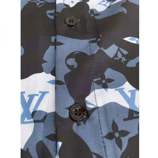 Louis Vuitton Men Camo Regular Silk Shirt LV Signature Blue Regular Fit (10)