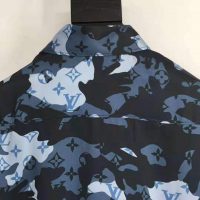 Louis Vuitton Men Camo Regular Silk Shirt LV Signature Blue Regular Fit