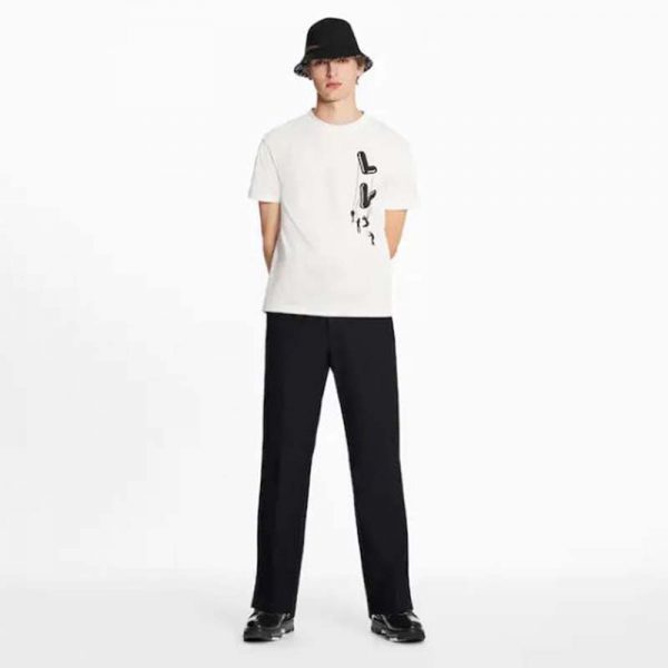Louis Vuitton Men Floating LV Printed T-Shirt Cotton White Slim Fit (12)