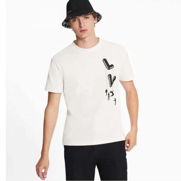 Louis Vuitton Men Floating LV Printed T-Shirt Cotton White Slim Fit (13)