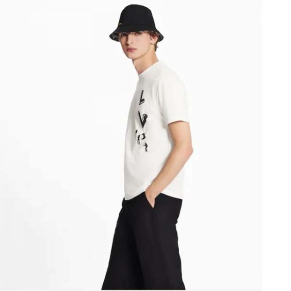 Louis Vuitton Men Floating LV Printed T-Shirt Cotton White Slim Fit (14)