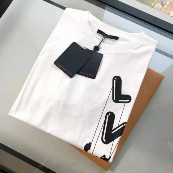 Louis Vuitton Men Floating LV Printed T-Shirt Cotton White Slim Fit (4)