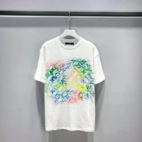 Louis Vuitton Men Front Printed Pastel Monogram T-Shirt Cotton White Regular Fit