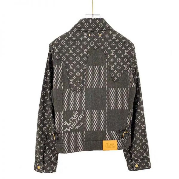 Louis Vuitton Men Giant Damier Waves Monogram Denim Jacket Cotton Regular Fit-Black (10)
