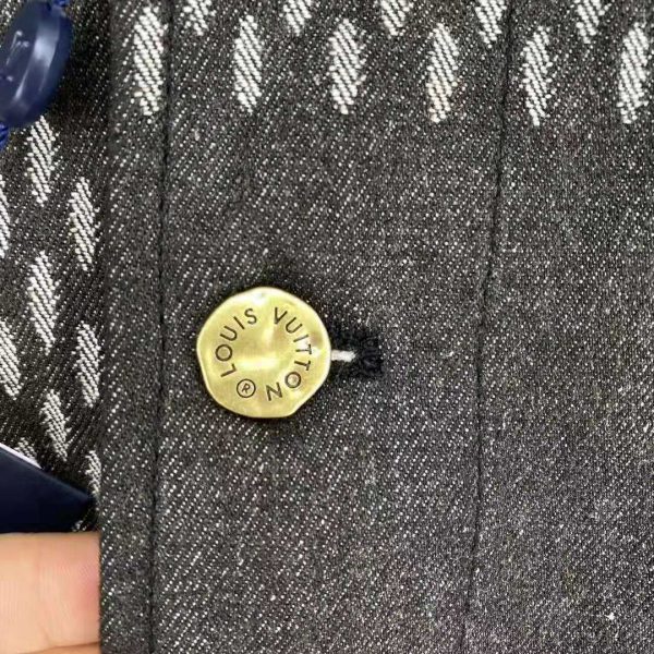 Louis Vuitton Men Giant Damier Waves Monogram Denim Jacket Cotton Regular Fit-Black (5)