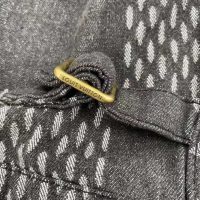 Louis Vuitton Men Giant Damier Waves Monogram Denim Jacket Cotton Regular Fit-Black