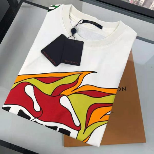 Louis Vuitton Men LV Printed T-Shirt Cotton White Regular Fit (1)