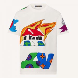 Louis Vuitton Men LV Printed T-Shirt Cotton White Regular Fit