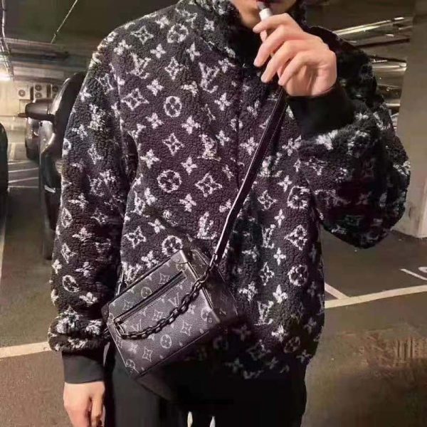 Louis Vuitton Men Monogram Jacquard Fleece Zip-Through Jacket Polyester Black Slightly Loose Fit (1)