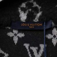 Louis Vuitton Men Monogram Jacquard Fleece Zip-Through Jacket Polyester Black Slightly Loose Fit