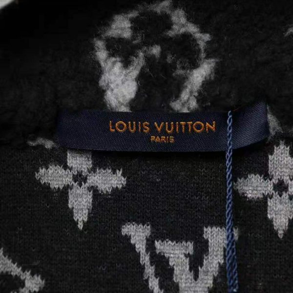 Louis Vuitton Men Monogram Jacquard Fleece Zip-Through Jacket Polyester Black Slightly Loose Fit (4)