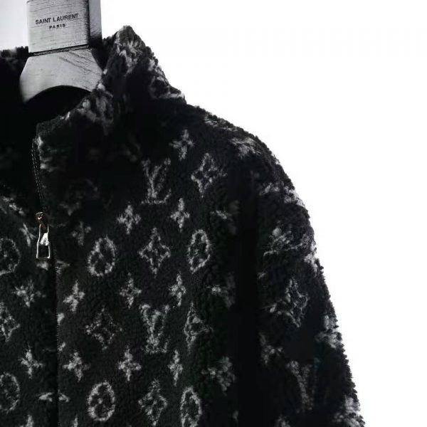 Louis Vuitton Men Monogram Jacquard Fleece Zip-Through Jacket Polyester Black Slightly Loose Fit (6)