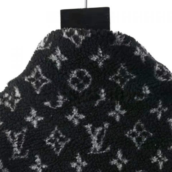 Louis Vuitton Men Monogram Jacquard Fleece Zip-Through Jacket Polyester Black Slightly Loose Fit (8)