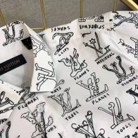 Louis Vuitton Men Placed Graphic Shirt LV Cartoons Cotton Regular Fit-White