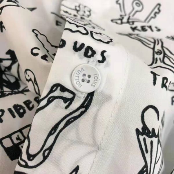 Louis Vuitton Men Placed Graphic Shirt LV Cartoons Cotton Regular Fit-White (11)