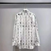 Louis Vuitton Men Placed Graphic Shirt LV Cartoons Cotton Regular Fit-White