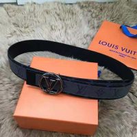 Louis Vuitton Unisex LV Circle 40mm Reversible Belt Monogram Eclipse Canvas Calf