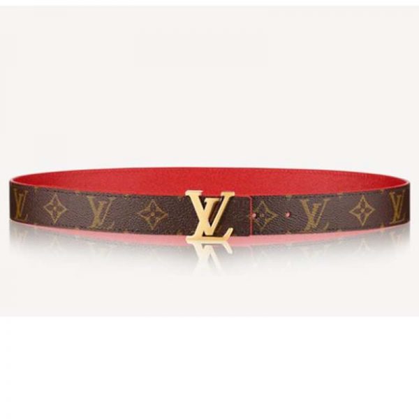 Louis Vuitton Unisex LV Initials 30 mm Reversible Belt Monogram Canvas Calf Leather-Red