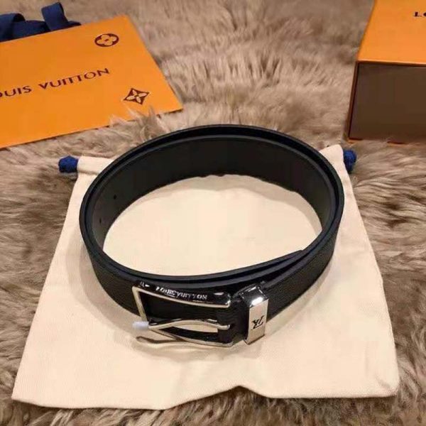 Louis Vuitton Unisex Pont Neuf 35 mm Belt Taiga Calf Leather-Black (5)