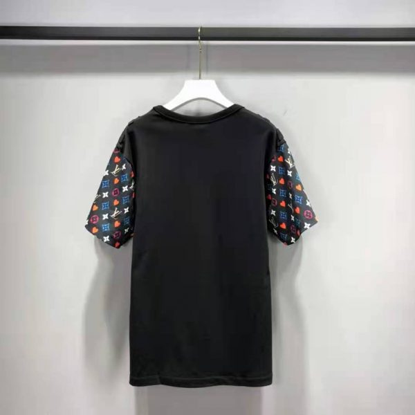 Louis Vuitton Women Game On Contrast Back Cotton T-Shirt Monogram Loop Details-Black (4)