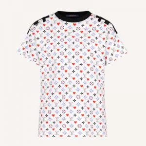 Louis Vuitton Women Game On Contrast Back Cotton T-Shirt Monogram Loop Details-White