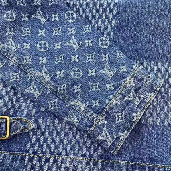 Louis Vuitton Women Giant Damier Waves Monogram Denim Jacket Cotton Regular Fit-Blue (1)