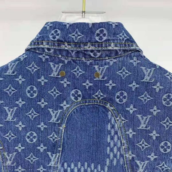 Louis Vuitton Women Giant Damier Waves Monogram Denim Jacket Cotton Regular Fit-Blue (11)