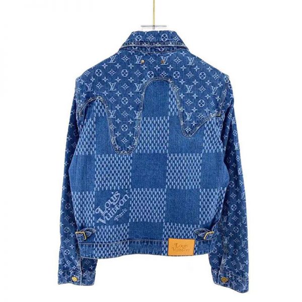 Louis Vuitton Women Giant Damier Waves Monogram Denim Jacket Cotton Regular Fit-Blue (12)