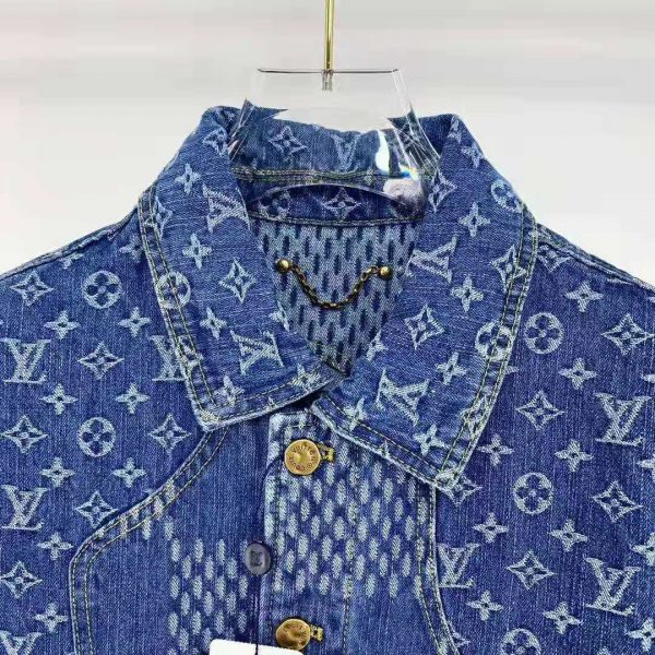 Louis Vuitton Women Giant Damier Waves Monogram Denim Jacket Cotton Regular Fit-Blue (15)