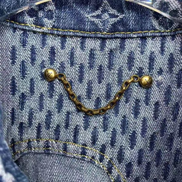 Louis Vuitton Women Giant Damier Waves Monogram Denim Jacket Cotton Regular Fit-Blue (16)