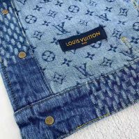 Louis Vuitton Women Giant Damier Waves Monogram Denim Jacket Cotton Regular Fit-Blue