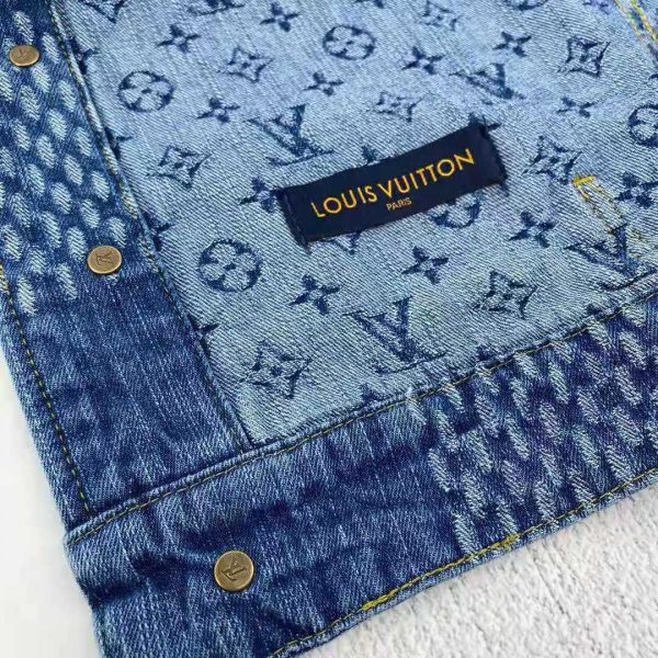 Louis Vuitton Women Giant Damier Waves Monogram Denim Jacket Cotton Regular Fit-Blue (3)