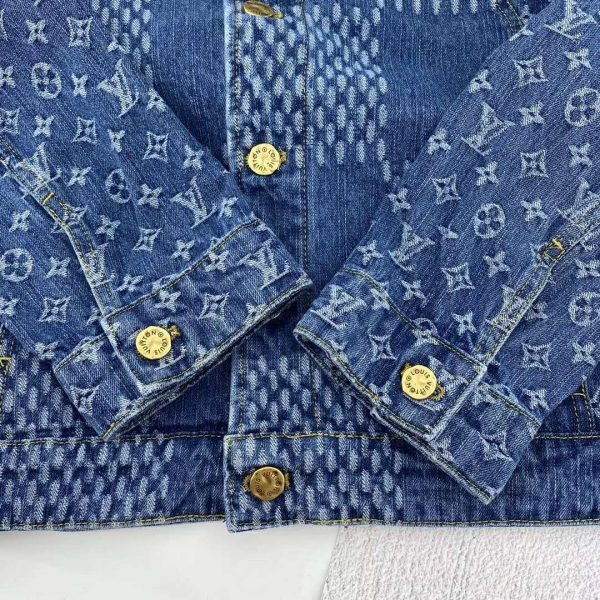 Louis Vuitton Women Giant Damier Waves Monogram Denim Jacket Cotton Regular Fit-Blue (7)