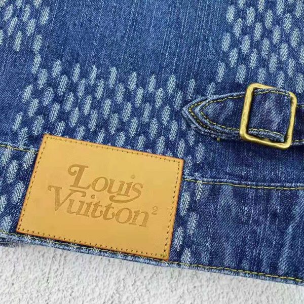 Louis Vuitton Women Giant Damier Waves Monogram Denim Jacket Cotton Regular Fit-Blue (9)