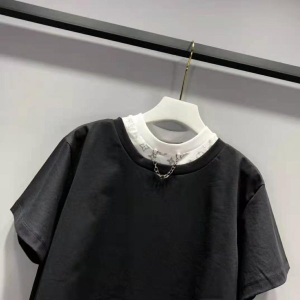 Louis Vuitton Women Layered Black T-Shirt Jersey Contrasting Peekaboo Monogram Print (11)