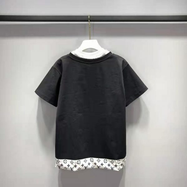 Louis Vuitton Women Layered Black T-Shirt Jersey Contrasting Peekaboo Monogram Print (12)
