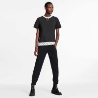 Louis Vuitton Women Layered Black T-Shirt Jersey Contrasting Peekaboo Monogram Print