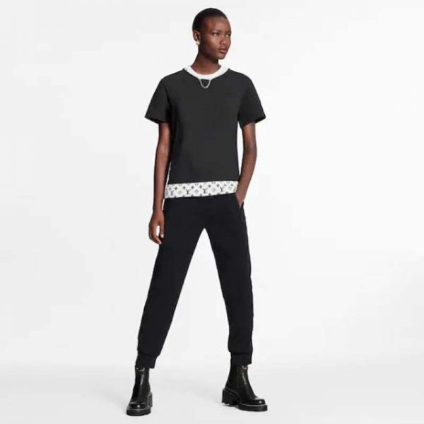 Louis Vuitton Women Layered Black T-Shirt Jersey Contrasting Peekaboo Monogram Print (6)