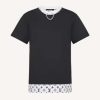 Louis Vuitton Women Layered Black T-Shirt Jersey Contrasting Peekaboo Monogram Print