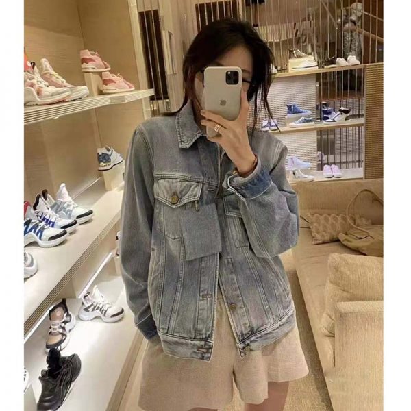 Louis Vuitton Women Staples Edition DNA Denim Jacket Cotton Indigo Regular Fit-Blue (1)