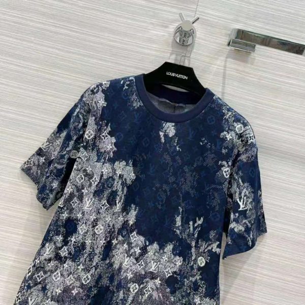 Louis Vuitton Women Tapestry Monogram T-Shirt Cotton Blue Regular Fit (11)