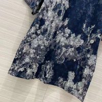 Louis Vuitton Women Tapestry Monogram T-Shirt Cotton Blue Regular Fit