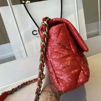 Chanel Women 19 Flap Bag Sequins Calfksin Silver-Tone Gold-Tone Metal Coral