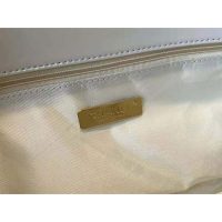 Chanel Women 19 Large Flap Bag Iridescent Calfskin Gold Silver-Tone & Ruthenium-Finish Metal White