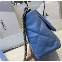 Chanel Women Chanel 19 Flap Bag Lambskin Gold Silver-Tone Ruthenium-Finish Metal Blue