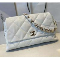 Chanel Women Large Flap Bag Lambskin & Gold-Tone Metal White