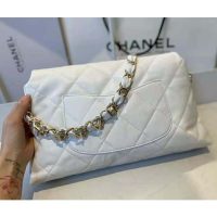 Chanel Women Large Flap Bag Lambskin & Gold-Tone Metal White