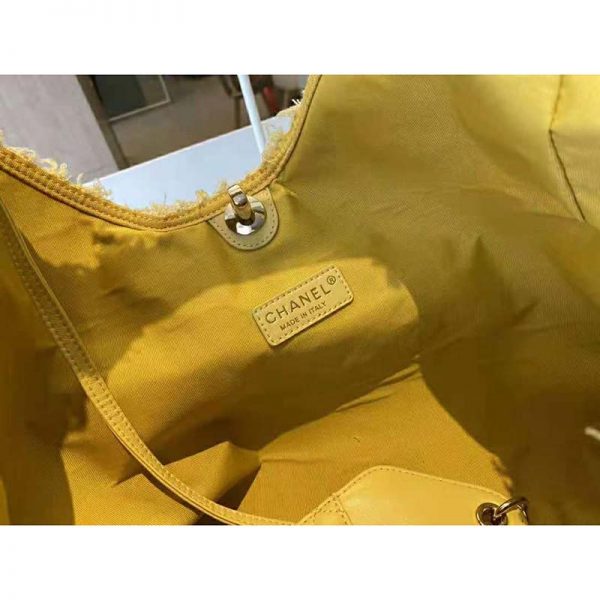 Chanel Women Large Hobo Bag Tweed Calfskin Gold-Tone Metal Yellow (16)