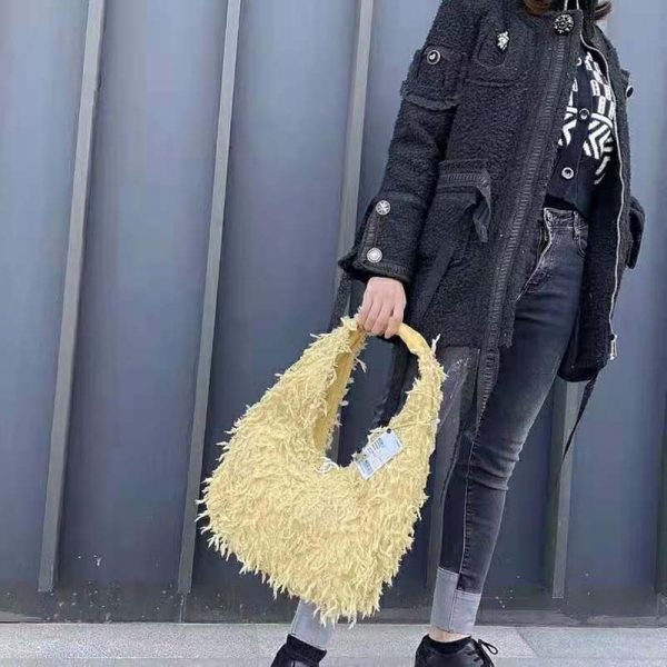 Chanel Women Large Hobo Bag Tweed Calfskin Gold-Tone Metal Yellow (4)